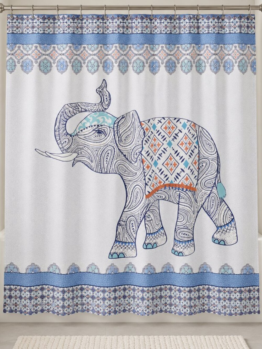 NWT Better Homes & Gardens Set of 2 Global Elephant Shower Curtains 72x72 - Picture 2 of 7